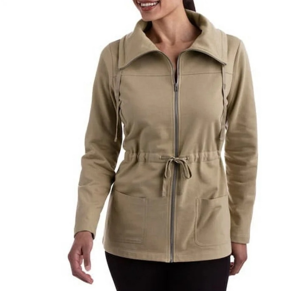 White Stag Women's 2XL French Terry Zip Up Anorak Drawstring Waist Jacket